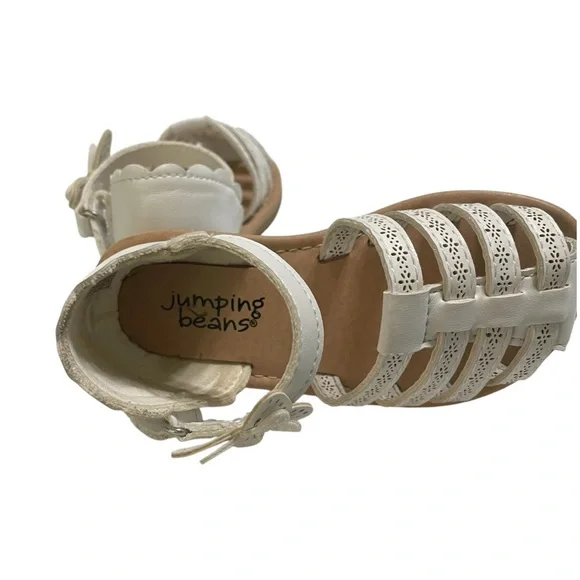 Jumping Beans sandals toddler girls 6 white fisherman style hook & loop closure - Picture 5 of 9